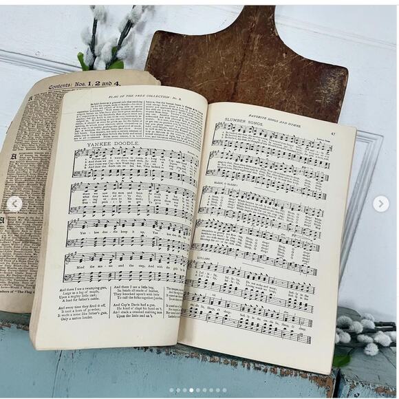 Antique 1907 Shabby Well-Loved American Flag Soft Cover Songbook Religious Hymns - Picture 4 of 9